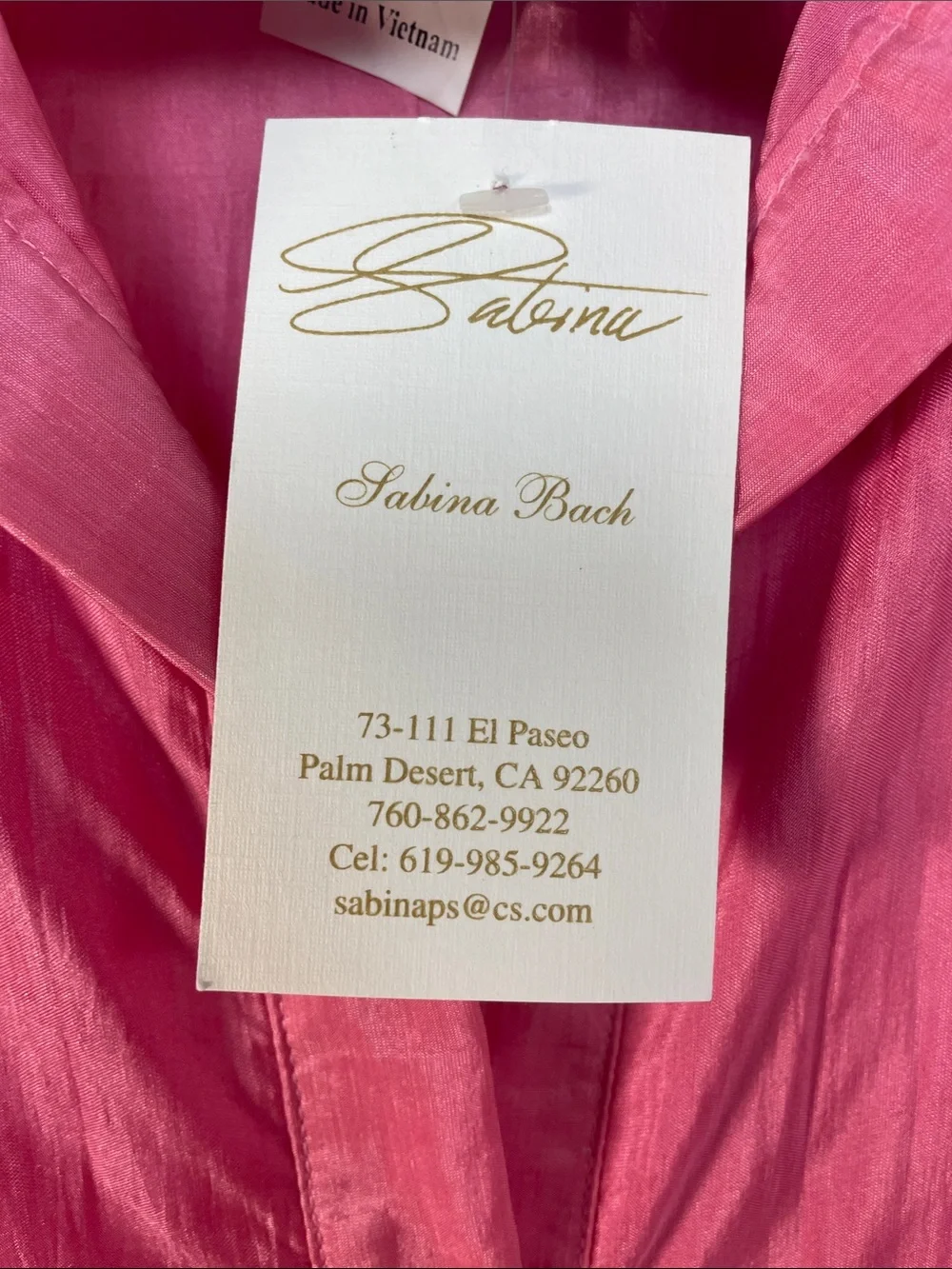100 % silk 3 pc ruffle Sabina Bach  Palm Desert CA dress bell sleeve tank pants